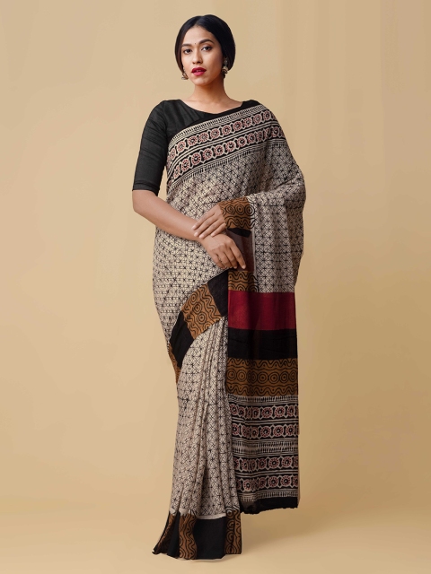 

Unnati Silks Beige Silk Cotton Printed Kota Saree