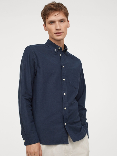 

H&M Men Blue Oxford Shirt Regular Fit