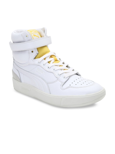 

Puma Unisex White Solid Leather High-Top Sky LX Mid Dassler Legacy Sneakers