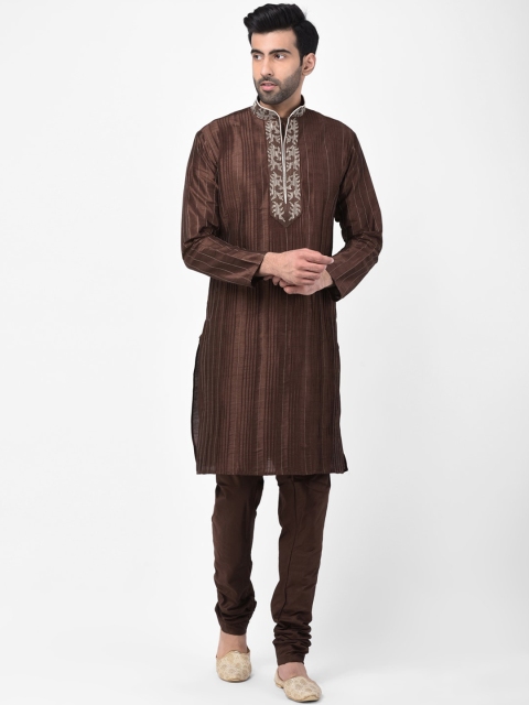 

SG LEMAN Men Coffee Brown Solid Kurta with Churidar