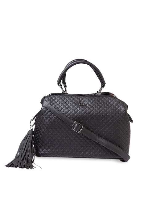 

Globus Black Textured Handheld Bag