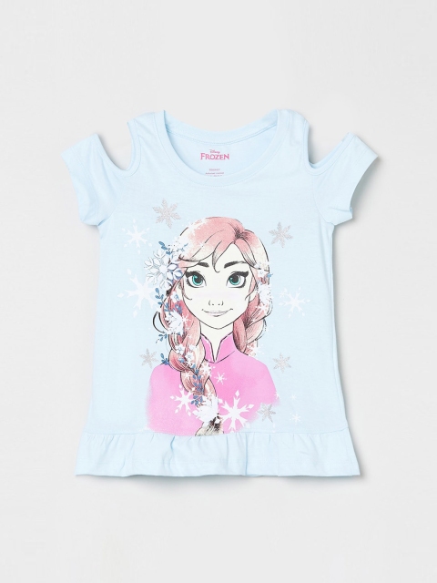 

max Girls Blue Printed Pure Cotton Top