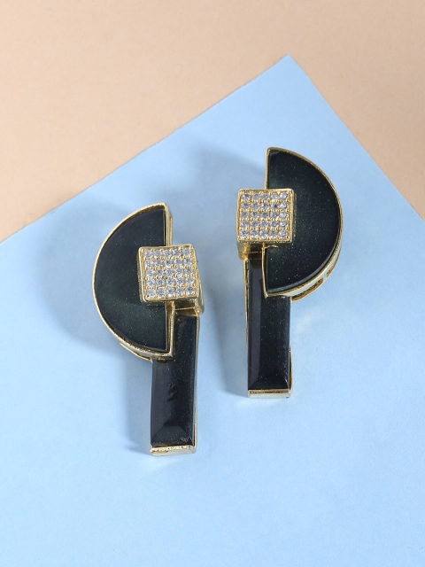 

Tistabene Black & Gold-Plated Geometric Drop Earrings