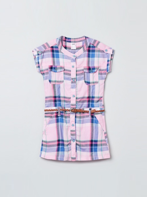 

max Girls Pink & Blue Checked Shirt Style Top