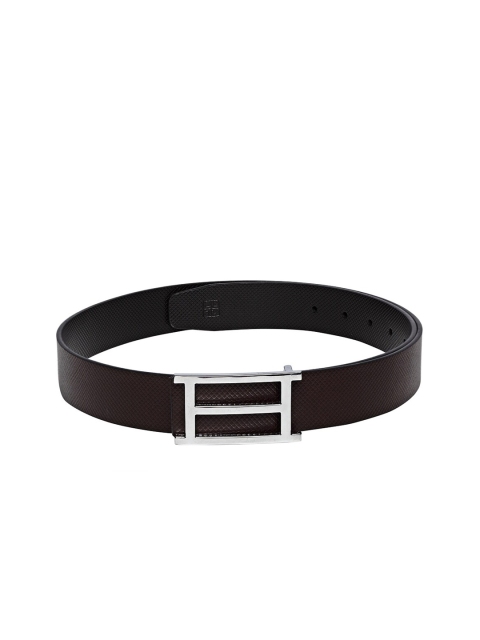 

Carlton London Men Black Reversible Textured Leather Belt