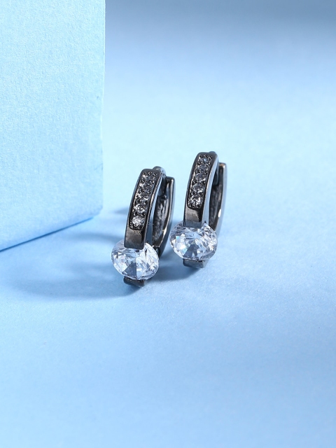 

Tistabene White & Grey Rhodium-Plated Circular Hoop Earrings