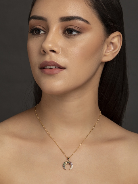 

elle Gold-Plated Handcrafted Cubic Zirconia Studded Necklace