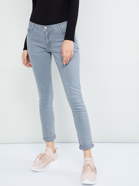 

max Women Grey Skinny Fit Mid-Rise Clean Look Stretchable Jeans