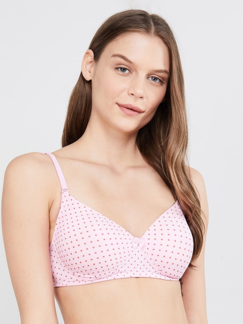 

max Pink Polka Dot Printed Non-Wired Lightly Padded T-shirt Bra SU20PDNW04