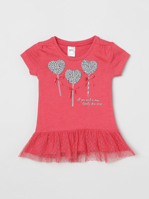 

max Girls Pink Printed Peplum Top