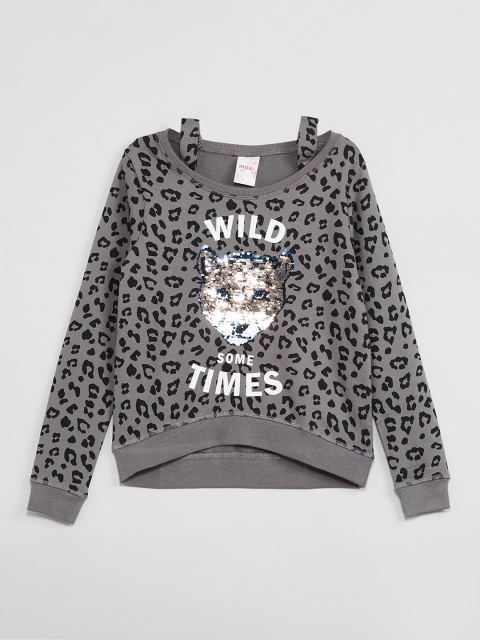 

max Girls Grey Printed Sweatshirt