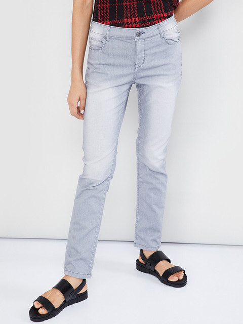 

max Women Grey Slim Fit Mid-Rise Clean Look Stretchable Jeans