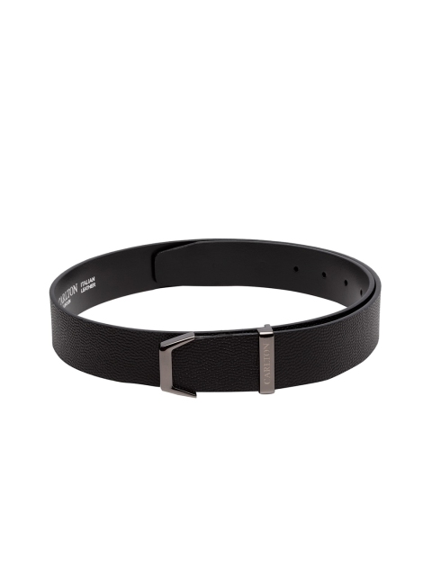 

Carlton London Men Black Solid Leather Belt