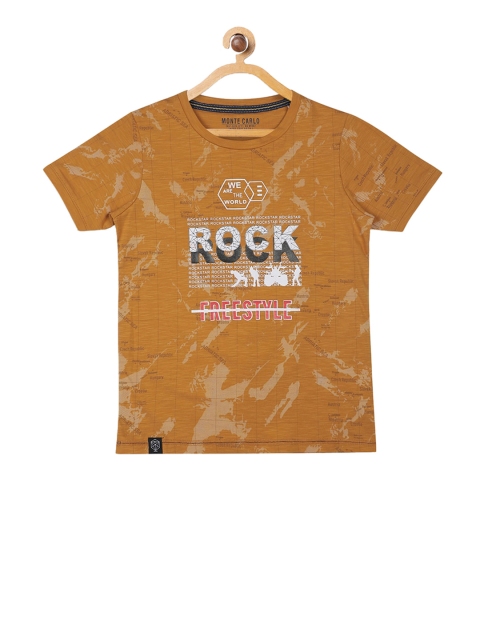 

Monte Carlo Boys Mustard Printed Round Neck T-shirt