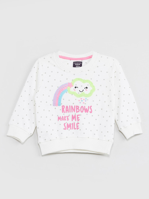 

max Infant Girls Off-White & Pink Printed Sweatshirt