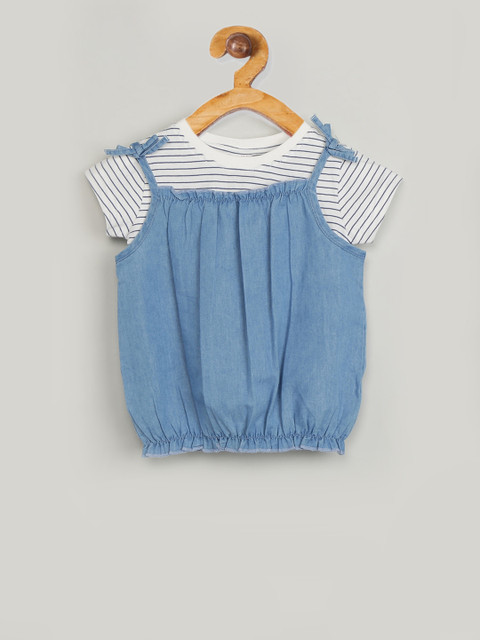 

max Girls Blue Solid Blouson Top