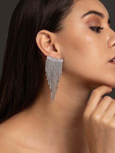 

ELLE Silver-Toned Contemporary Drop Earrings