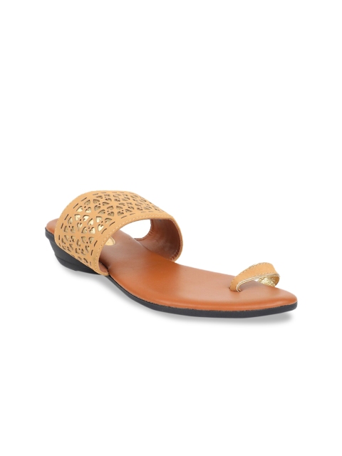 

Bata Women Brown Embellished PU One Toe Flats