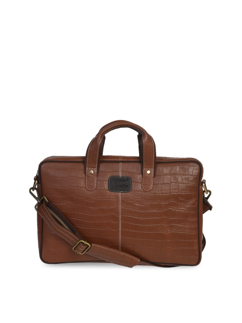 

Peseta Unisex Tan Bronw Textured Genuine Leather 15 Inch Laptop Bag