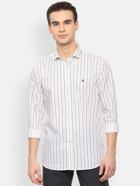 

Louis Philippe Sport Men White & Blue Slim Fit Striped Casual Shirt