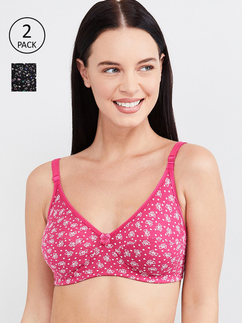 

max Pack Of 2 Printed Non-Wired Lightly Padded Everyday Bras SP202PKSCB01FUCHSIA, Pink