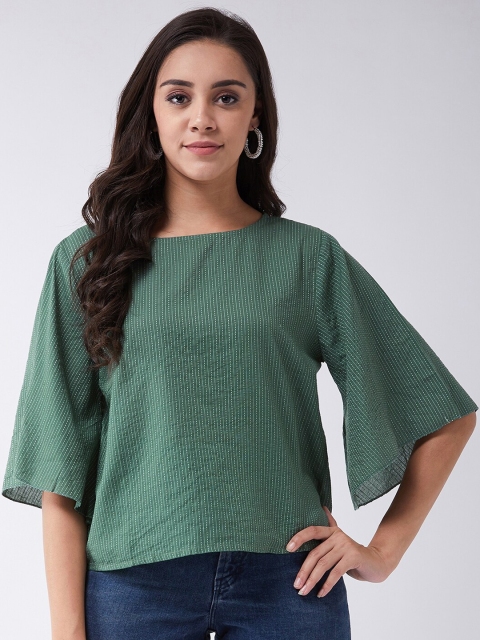 

InWeave Women Green Solid Pure Cotton Top
