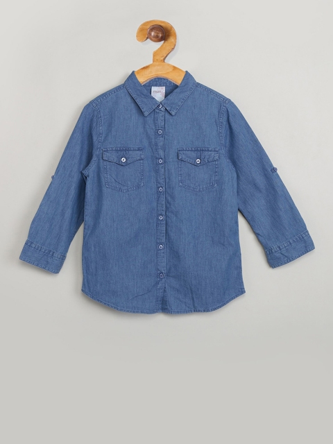 

max Girls Blue Regular Fit Faded Casual Shirt