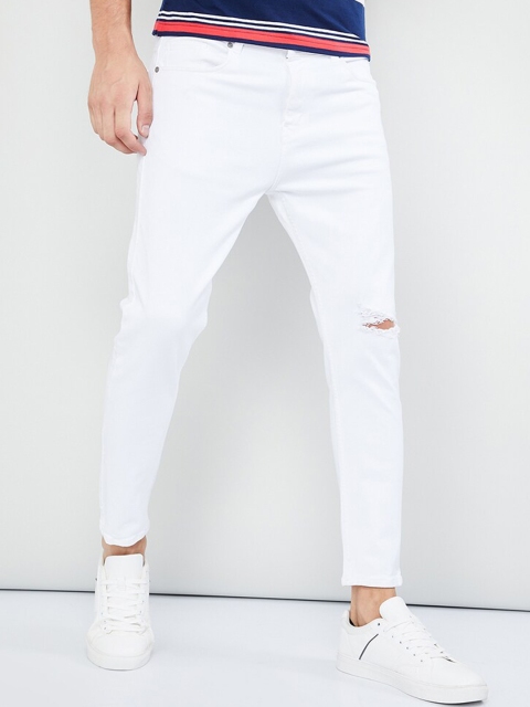

max Men White Skinny Fit Mid-Rise Highly Distressed Stretchable Jeans