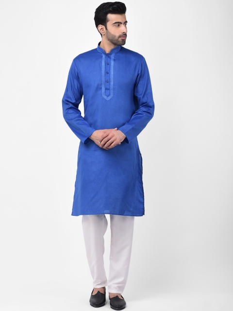 

SG LEMAN Men Blue & White Solid Kurta with Pyjamas