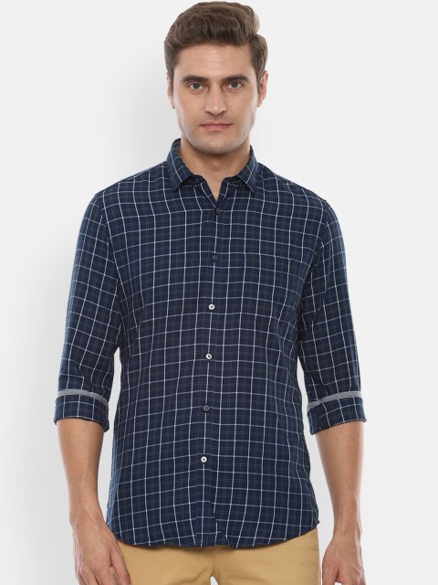 

Van Heusen Sport Men Navy Blue Regular Fit Checked Casual Shirt
