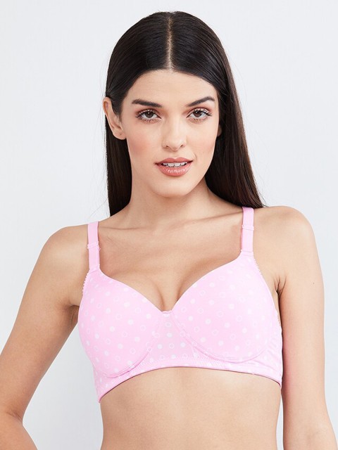 

max Pink & White Printed Non-Wired Lightly Padded T-shirt Bra WIN19PDNW04BABY PINK