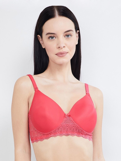 

max Pink Solid Non-Wired Lightly Padded T-shirt Bra PA19FPDNW01