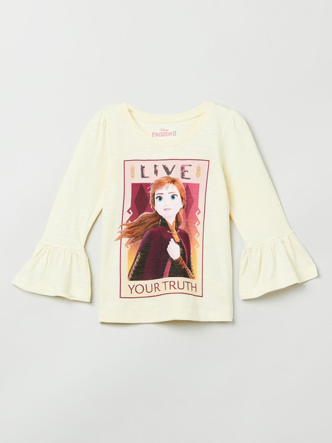 

max Girls Yellow Elsa Printed Pure Cotton Top