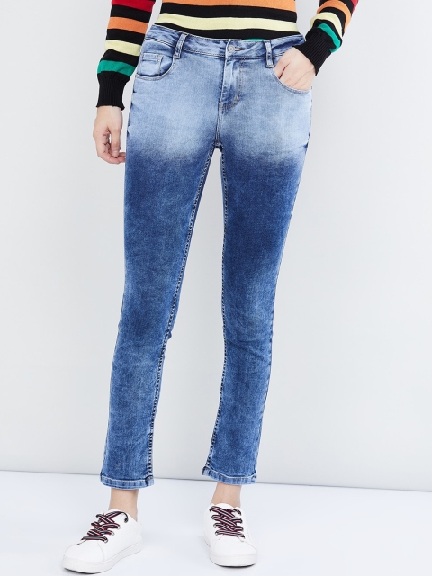 

max Women Blue Slim Fit Mid-Rise Clean Look Ombre Jeans