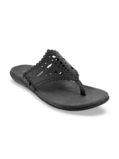 

Metro Women Black Textured Open Toe Flats