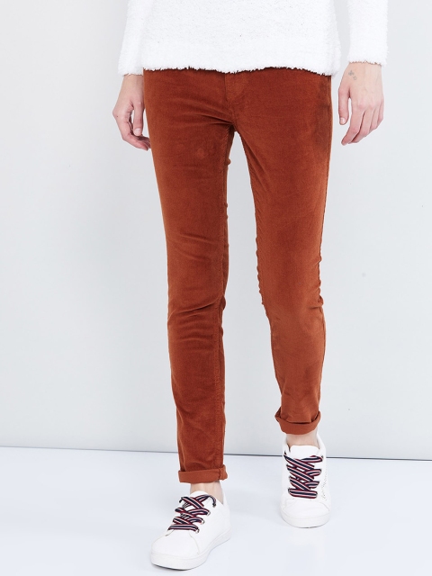 

max Women Brown Skinny Fit Solid Regular Trousers