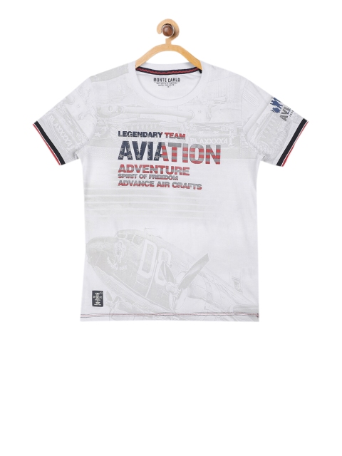 

Monte Carlo Boys White Printed Round Neck T-shirt