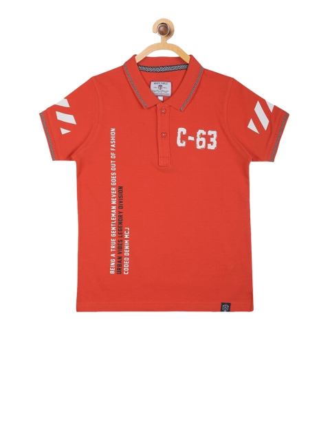 

Monte Carlo Boys Orange Printed Polo Collar T-shirt