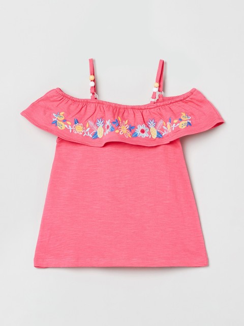 

max Girls Pink Printed Pure Cotton Top