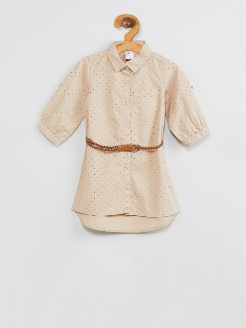 

max Girls Beige Regular Fit Printed Casual Shirt