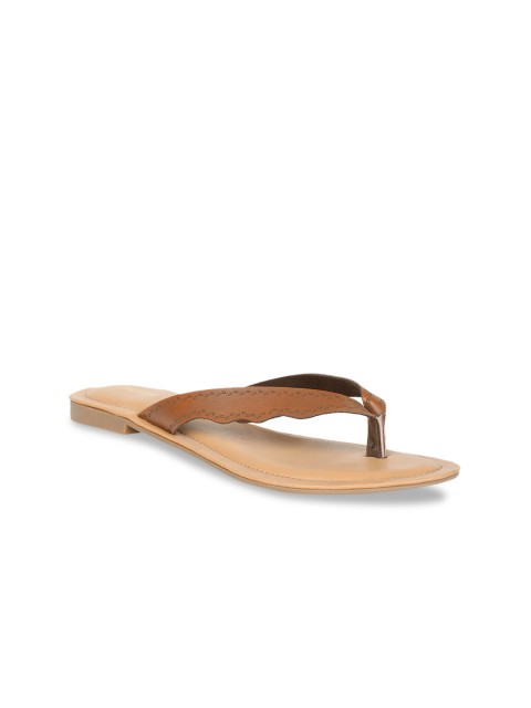 

Bata Women Brown Solid PU Open Toe Flats