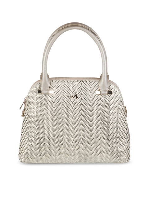 

Metro Muted Gold-Toned Self Design Handheld Bag