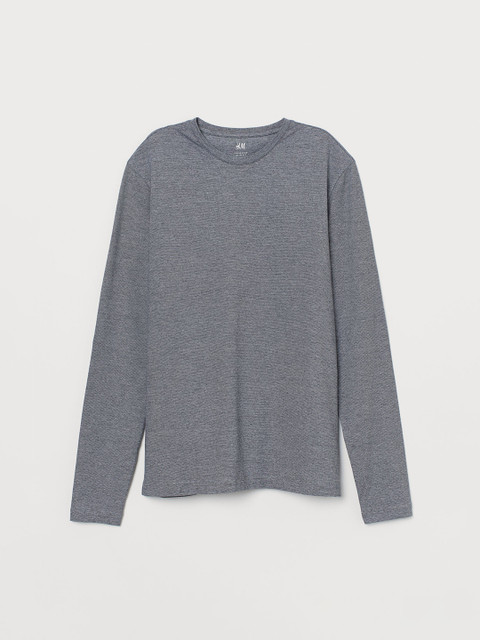 

H&M Men Grey Solid Jersey top Slim Fit