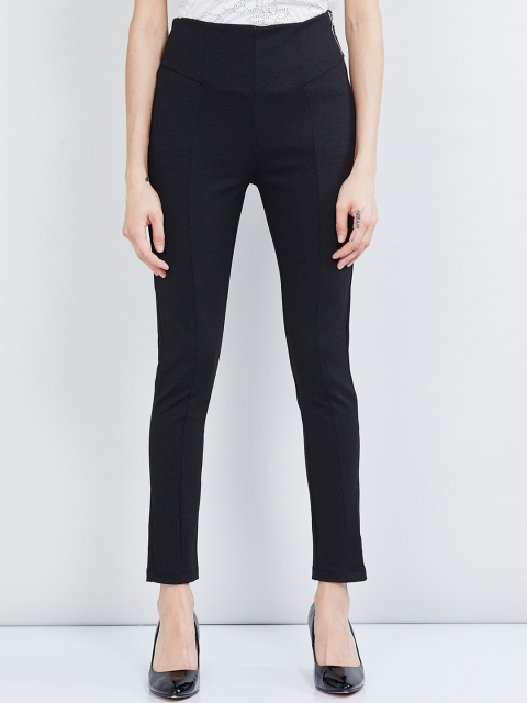 

max Women Black Solid Skinny-Fit Treggings