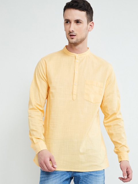 

max Men Yellow Solid Straight Kurta