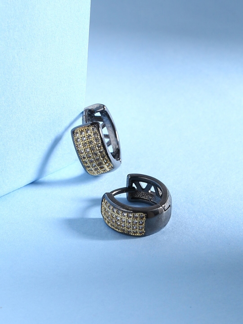 

Tistabene Gold-Toned & Grey Circular Hoop Earrings