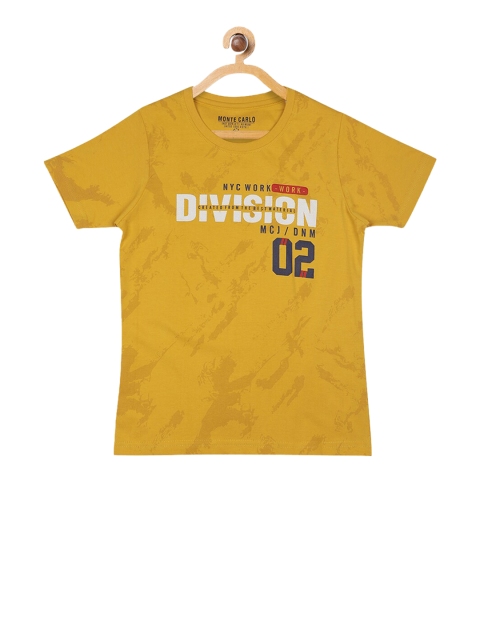 

Monte Carlo Boys Yellow Printed Round Neck T-shirt