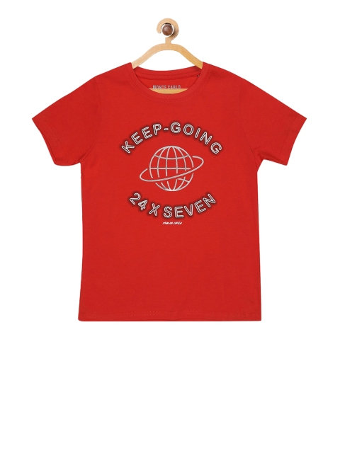 

Monte Carlo Boys Red & Grey Printed T-shirt