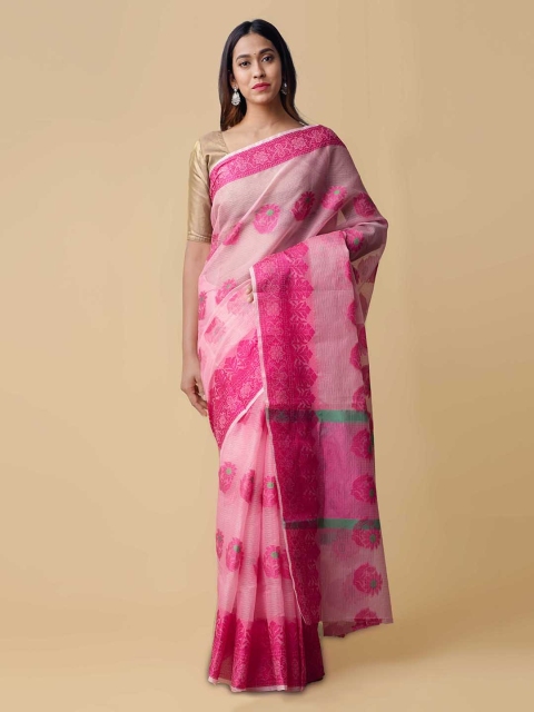 

Unnati Silks Pink Silk Cotton Printed Handloom Kota Saree