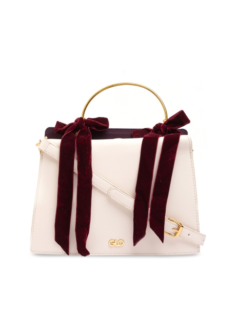 

Globus White & Maroon Solid Handheld Bag